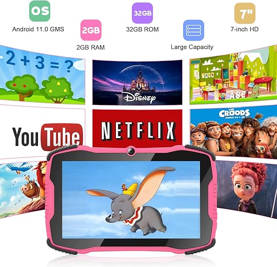 YosaKids 7-inch kids learning tablet 32GB – Android 10, parental controls, educational apps, ages 3+