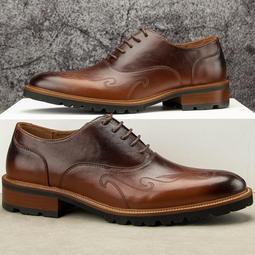 Meijiana men's brown Oxford dress shoes – lightweight breathable German-designed dress shoes