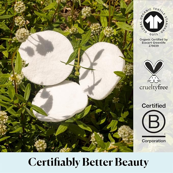 SkySoft 100% organic cotton rounds – GOTS certified, hypoallergenic, chlorine-free, vegan & cruelty-free