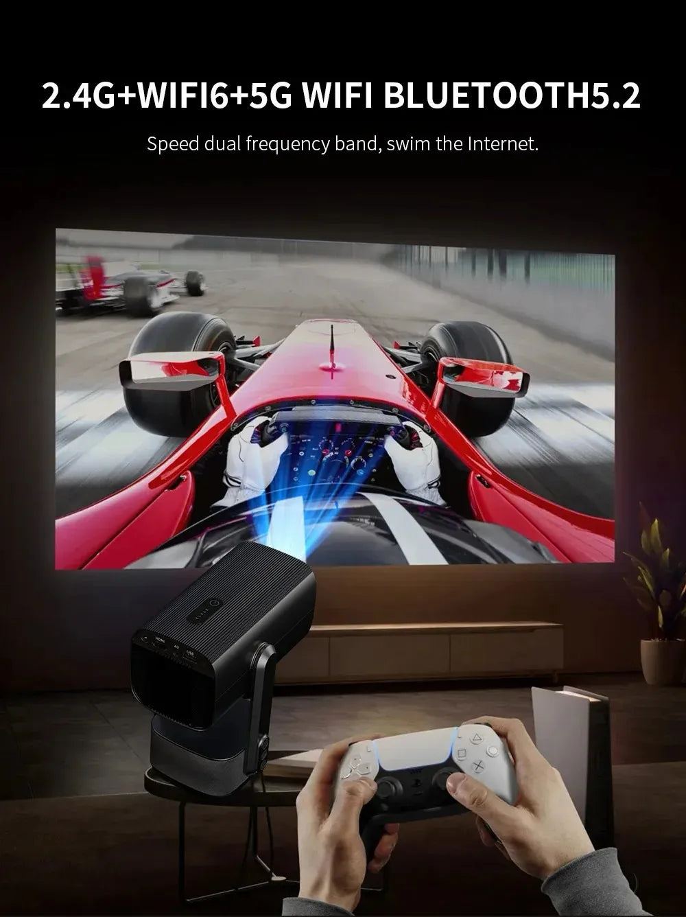 Portable 4K Android Projector with wireless connectivity