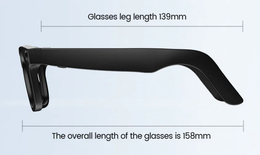 AI camera smart glasses with transparent lens featuring HD video recording and object recognition