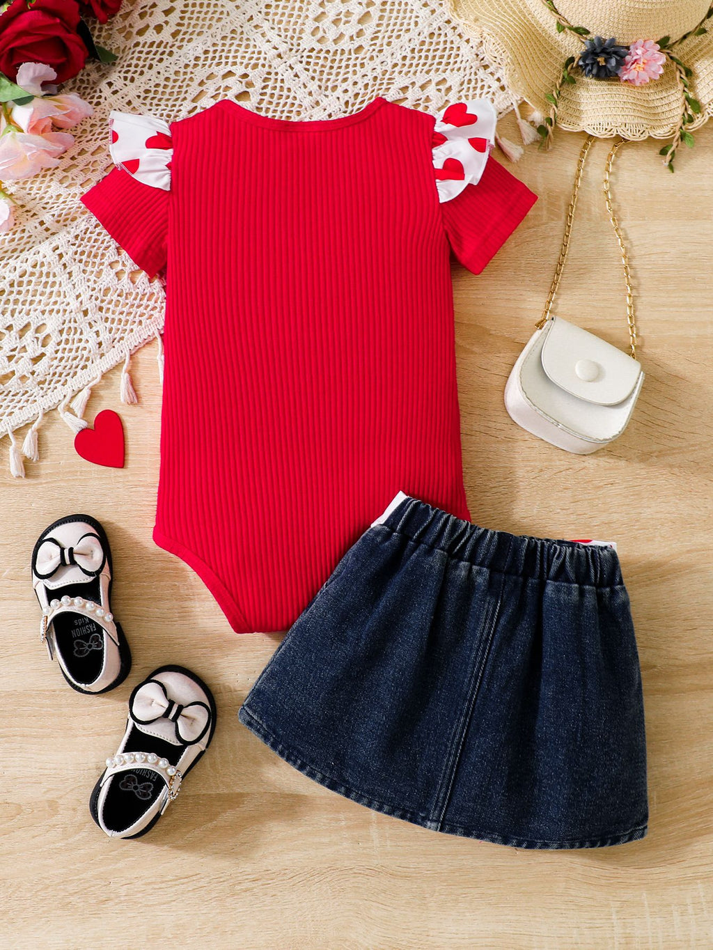 Summer New Baby Girl Casual Triangle Clothes Red Love Skirt