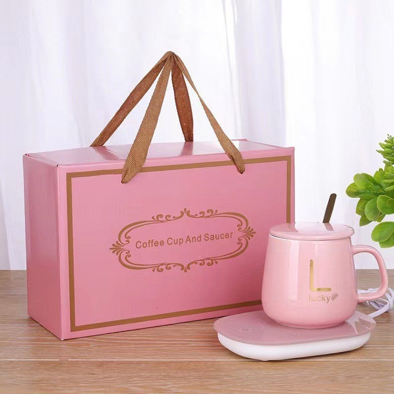 New Warm Cup 55°C Constant Temperature Coffee Cup Automatic Cup Hot Milk Gift Box Set Insulated Ceramic Cup