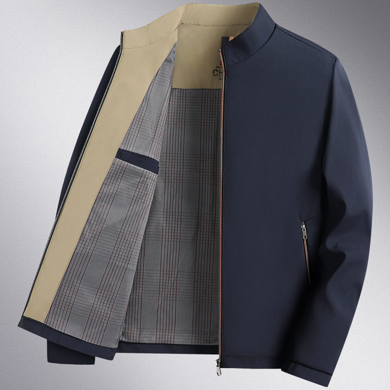 Middle-Aged Men's Outwears, Lapel Jackets, Spring And Autum Middle-Aged And Elderly Tops, Thin Daddy Clothes, Grandpa Jackets