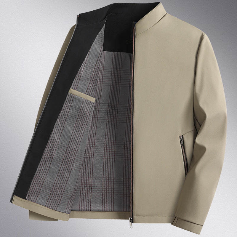 Middle-Aged Men's Outwears, Lapel Jackets, Spring And Autum Middle-Aged And Elderly Tops, Thin Daddy Clothes, Grandpa Jackets