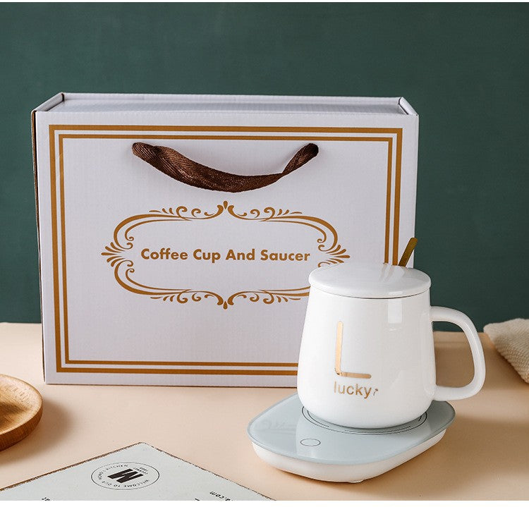 New Warm Cup 55°C Constant Temperature Coffee Cup Automatic Cup Hot Milk Gift Box Set Insulated Ceramic Cup