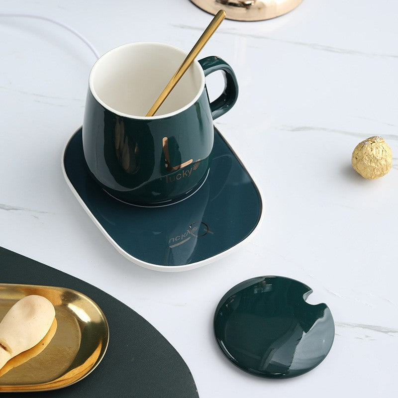 New Warm Cup 55°C Constant Temperature Coffee Cup Automatic Cup Hot Milk Gift Box Set Insulated Ceramic Cup