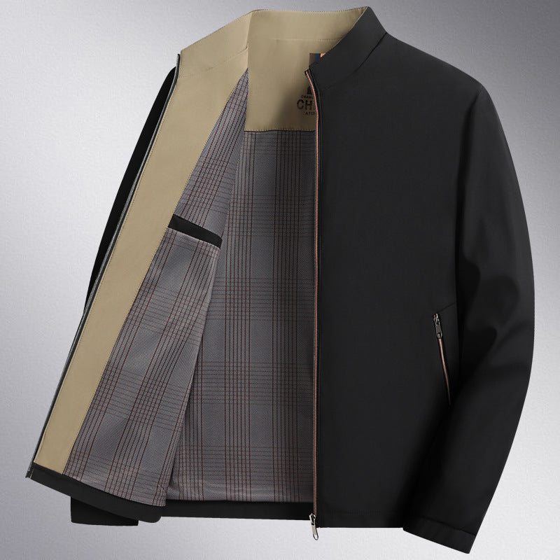 Middle-Aged Men's Outwears, Lapel Jackets, Spring And Autum Middle-Aged And Elderly Tops, Thin Daddy Clothes, Grandpa Jackets