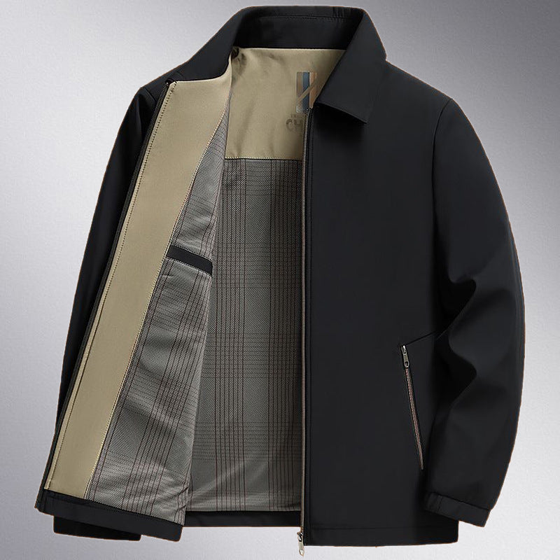 Middle-Aged Men's Outwears, Lapel Jackets, Spring And Autum Middle-Aged And Elderly Tops, Thin Daddy Clothes, Grandpa Jackets