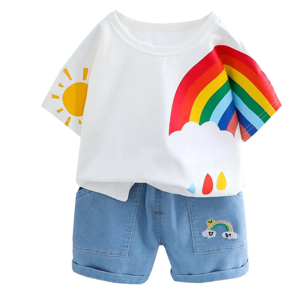 Mahya Baby Boy Summer Outfit Set in [Light Blue / Red / White] – short sleeve top and matching shorts, size [80–120cm]