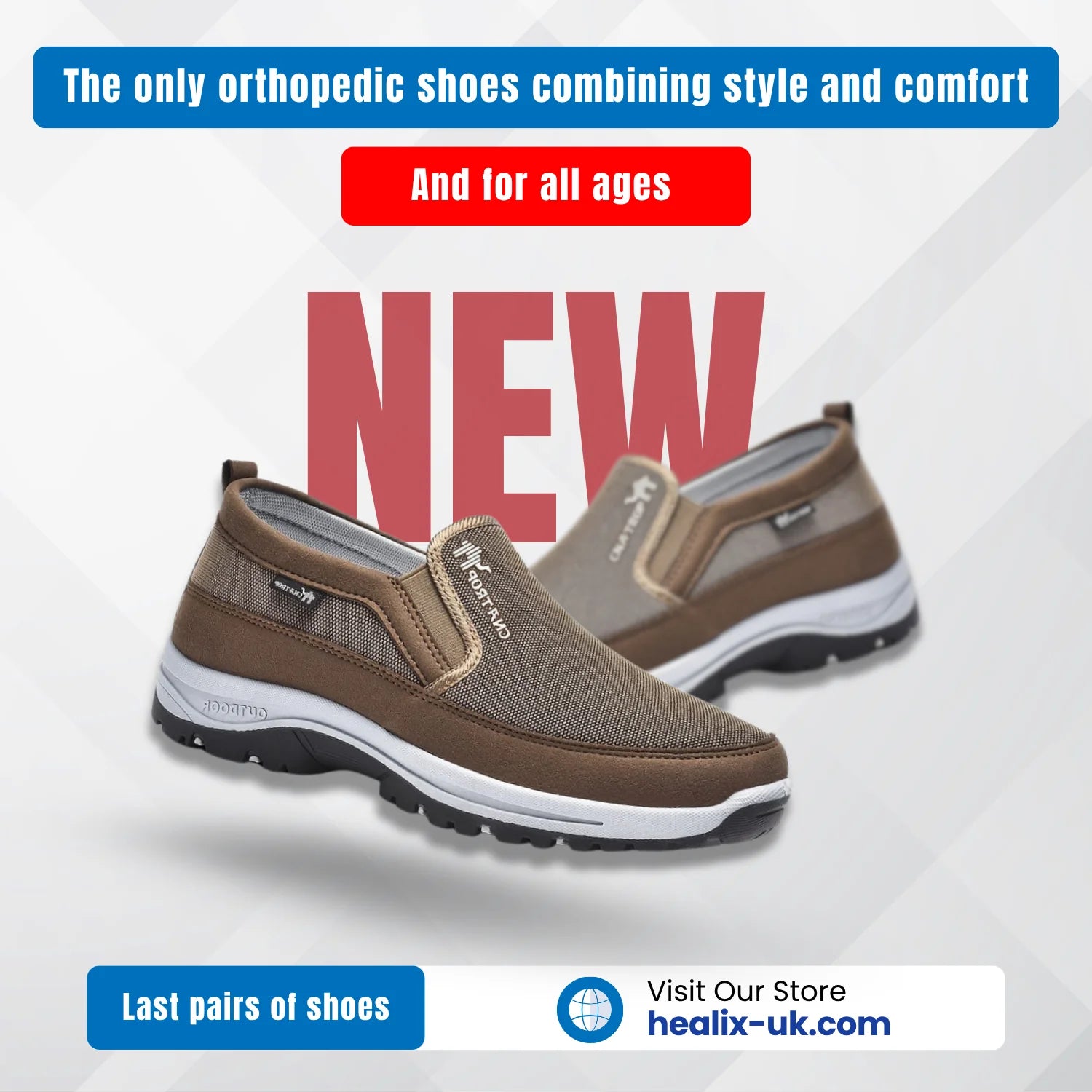 Men's flex fit orthopedic loafers – wide fit, arch support, breathable & non-slip sole