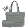LOVEVOOK green quilted puffer tote bag for women with zipper fits 15.6 inch laptop