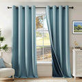Beauoop stone blue 100% blackout curtains 52x84 inch dual panel for bedroom and living room