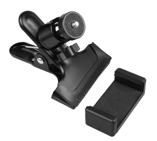 Mahya Phone Guitar Clip Stand in Black – adjustable hands-free smartphone holder for guitar streaming and recording