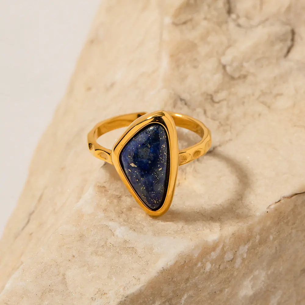 Mahya Gold-Plated Triangle Fashion Ring for Women – geometric statement jewelry in gold