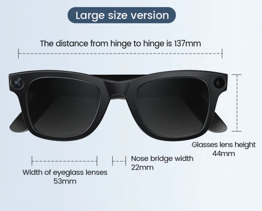 AI camera smart glasses in sunglasses style with HD recording and real-time translation
